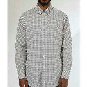 Banana Republic Mens XL Blue & White Check Button-Down Shirt Long Sleeve Cotton